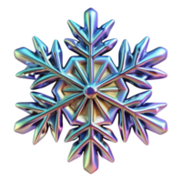 Iridescent Snowflake 3D Render of a Sparkling Crystal Snowflake png