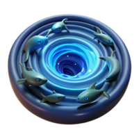 Whirlpool of Sharks 3D Render of Ocean Vortex png