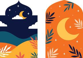 Hanging lanterns in an elegant arch-shaped frame vector