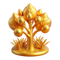 Golden Tree 3D Render of a Decorative Tree png