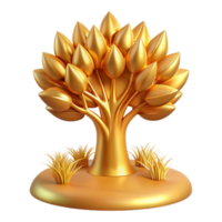 Golden Tree of Prosperity 3D Render of Wealth and Growth png