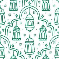 A creative doodle pattern of lanterns in arch frames, showcasing a joyful Ramadan spirit. vector