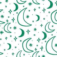 A serene doodle pattern of crescent moons and stars, perfect for Ramadan designs. vector