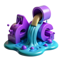 3D Render Abstract Colorful Liquid Pouring Over Letters png