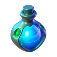Glowing Potion Bottle Fantasy Elixer, 3D Render png