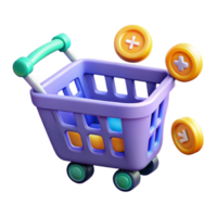 Shopping Cart with Bonus Coins Digital Rewards Program png