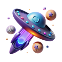 Cosmic Spaceship Adventure 3D Render of UFO png