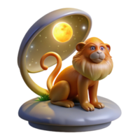 3D Render Monkey Under Illuminated Moon png
