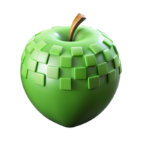 Green Apple with Square Pattern 3D Render png
