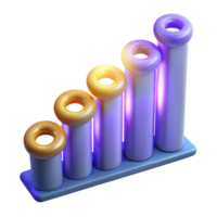 Ascending 3D Bar Chart Growth, Progress, and Data Visualization png