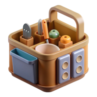 Organized Kitchen Utensil Caddy 3D Render of a Functional Storage Container png
