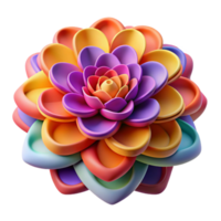 Vibrant 3D Rainbow Flower Abstract Floral Design png