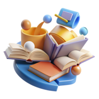 Open Books, Abstract 3D Illustration Education, Knowledge, Learning, Reading, Literature, Study, Books, Concept, Design png