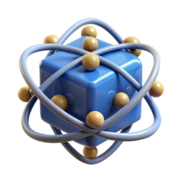 Abstract 3D Model Cube with Orbiting Spheres png