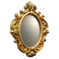 Ornate Gold Mirror 3D Render png