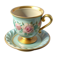 Elegant 3D Render of a Teacup and Saucer png