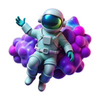 3D Astronaut Floating in Purple Space png