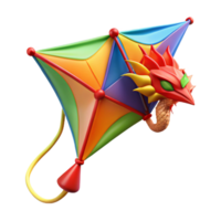 Rainbow Dragon Kite 3D Render png