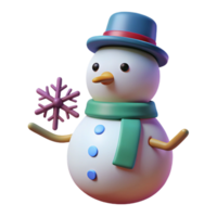 3D Render of Cute Snowman Holding Snowflake png