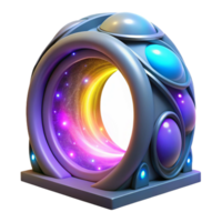 Futuristic 3D Portal with Glowing Lights and Stars png