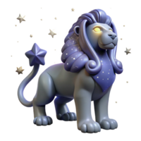 3D Render of a Purple Lion with Stars png