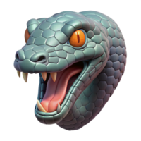 3D Render of Snake Head with Open Mouth png