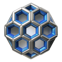 Abstract 3D Design Hexagon Pattern with Blue and Silver png