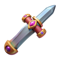 3D Fantasy Sword with Gemstone Decorations png