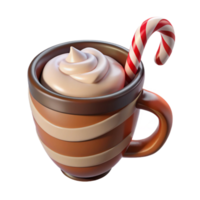 Whipped Cream Candy Cane in a Mug png