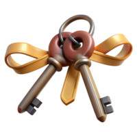 3D Rendered Keys with Ribbon Illustration png