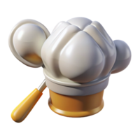 3D Render of a Chef's Hat with a Spoon png