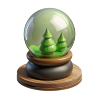 3D Snow Globe Illustration with Green Trees png