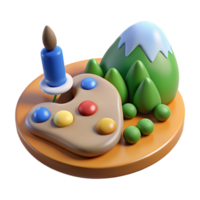 3D Cartoonish Landscape with Palette png