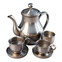 Metallic Teapot Cups Set png