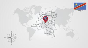 Congo flag icon design with map outline vector