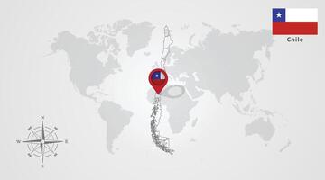 Chile flag icon design with map outline vector