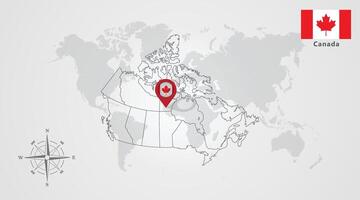 Canada flag icon design with map outline vector