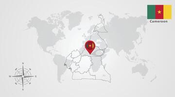 Cameroon flag icon design with map outline vector