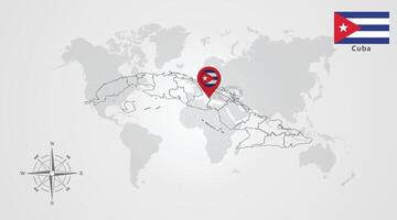 Cuba flag icon design with map outline vector