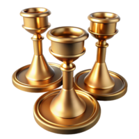 Golden Candle Holders 3D Render png