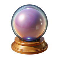 3D Render Crystal Ball With Wooden Base png