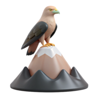 3D Illustration of a Bird on a Mountain Peak png
