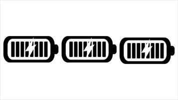 Battery icon set in black and white vector