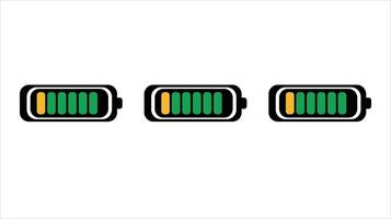 Colorful battery charge indicator icons depicting phone charge levels on a white background vector