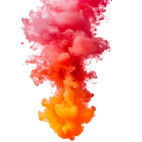 Vibrant red and orange ink smoke swirling beautifully against a transparent background, creating dynamic shapes, red orange colorful ink smoke isolated on transparent background png