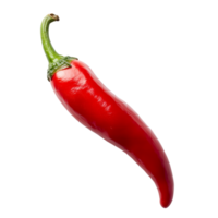 Fresh red chili pepper isolated on a transparent background showcasing its vibrant color and smooth texture in a simple layout, chili pepper isolated on transparent background png