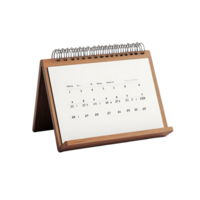 A simple wooden table calendar displayed against a clean transparent background for daily scheduling and planning, table calendar 2024 may isolated on transparent background png