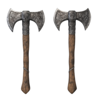 Fantasy battle axes displayed on a transparent background, showcasing intricate designs and craftsmanship, Fantasy Battle Axes or Hatchet Isolated on transparent background png