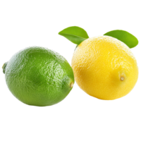 Fresh lemon and lime fruits isolated on a transparent background showcasing vibrant colors and textures for culinary uses, lemon and lime fruit isolated on transparent background png