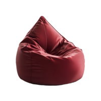 Maroon red beanbag chair isolated on a transparent background perfect for casual seating in modern spaces, maroon red plain beanbag seat chairs isolated on transparent background png